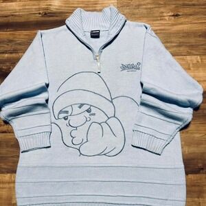 Vintage Rare Light Blue South Pole Face Sweater L‎